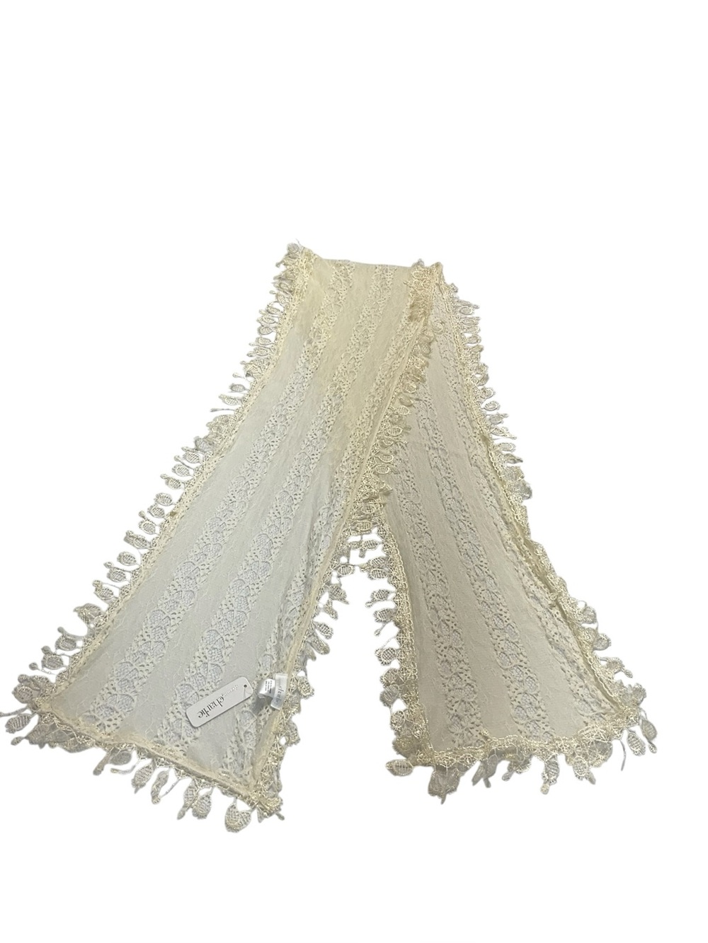 Charming Charlie Cream Lace Fringe Scarf NWT